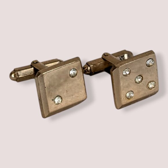 V. Lucky Dice Rhinestone Cufflinks - Picture 1 of 4
